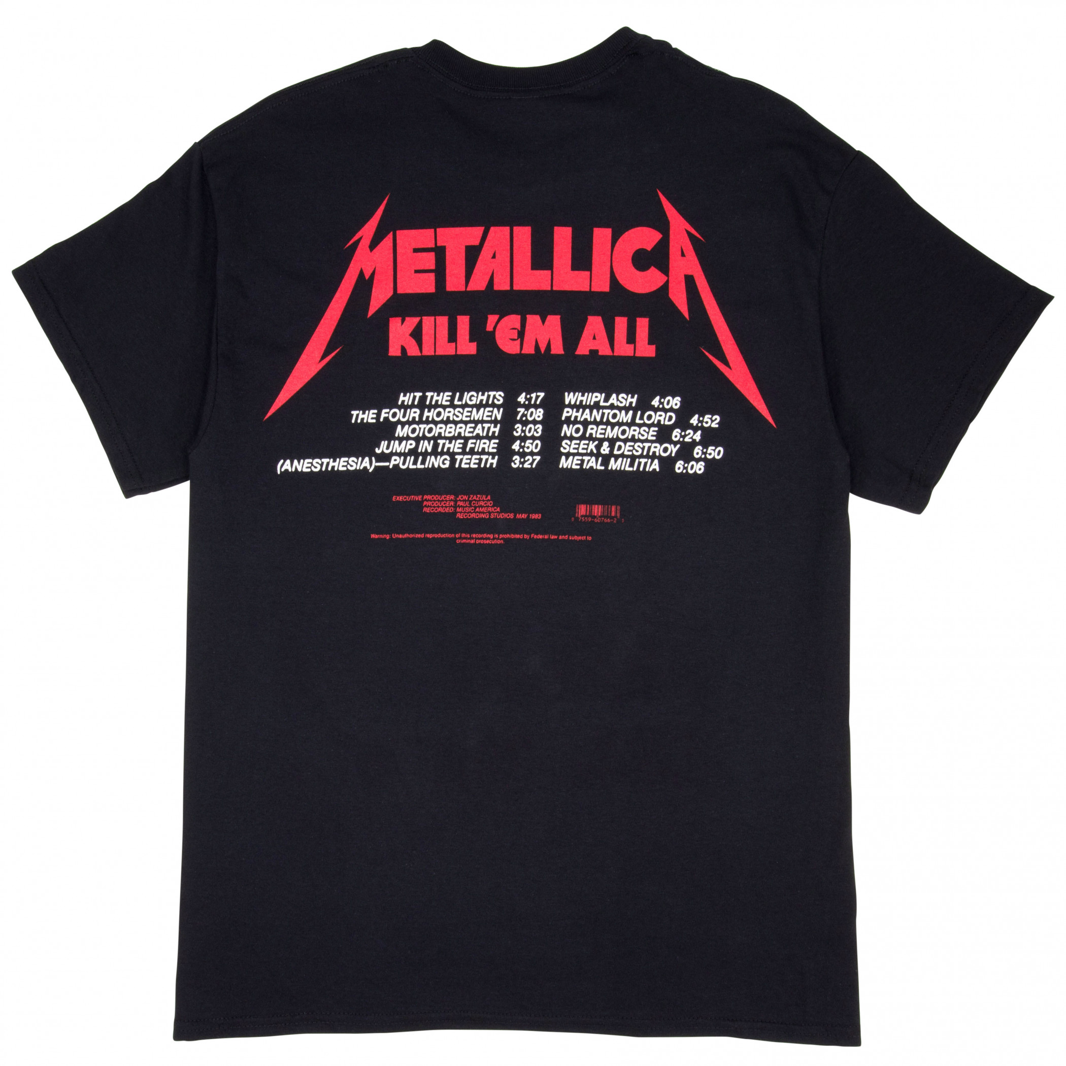 Metallica Kill 'Em All Album Cover & Tracks T-Shirt